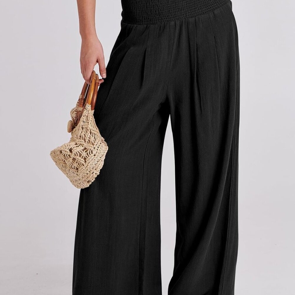 Lightweight Loose Fit Linen Pants with Pockets - Stylish and Comfy Summer Wear - Picture 2 of 8